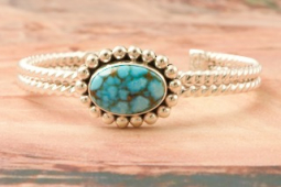 Artie Yellowhorse Kingman Web Turquoise Sterling Silver Bracelet